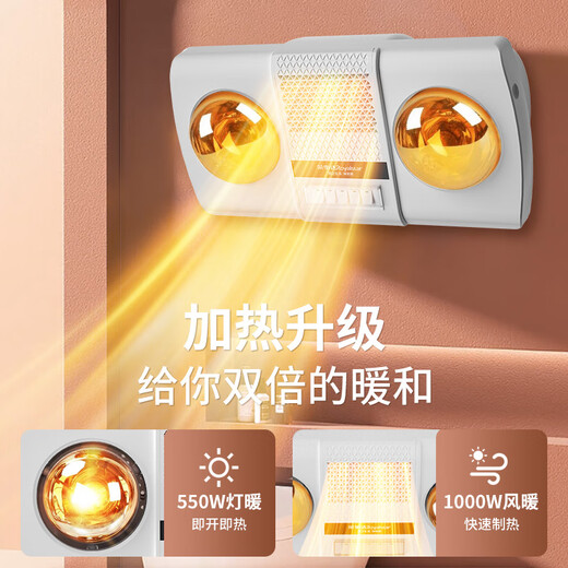 Royalstar lamp warm bathroom heater wall-mounted heating lamp lighting integrated bathroom bathroom heater waterproof and explosion-proof no punching lamp heating + air heating + hair dryer high heat silver bubble