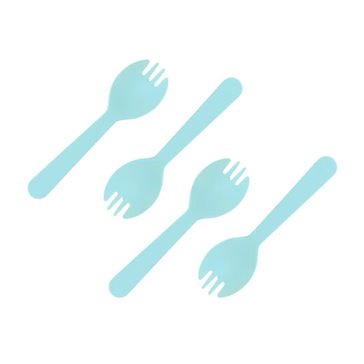 Hanfengyun disposable plastic forks, cake spoons, individually packaged frosted forks, thickened dessert spoons, ice cream scoops, cake scoops, blue, individually packed 100 pieces