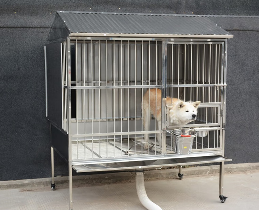 HKML Outdoor Stainless Steel Dog Cage Large Dog Outdoor Rainproof Medium Dog Flush Funnel Toilet Female Dog Cage Three Sided Baffles 110 Styles 110*75*156cm Boutique 202 Thickened Round Tube Style - Diameter 9.5mm Quick delivery within 1 day