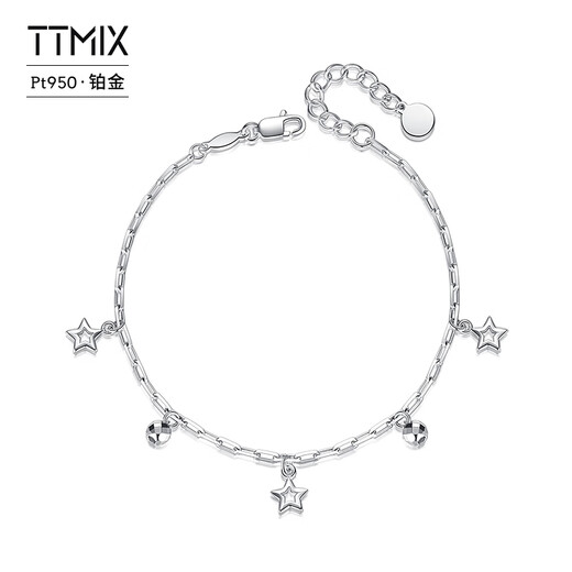 TTMIX platinum bracelet for women PT950 platinum star cross buckle chain fashion jewelry for girlfriend 4.8-5.0g 16+3cm