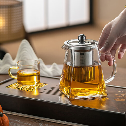 Genasi glass teapot tea water separation office home brewing tea artifact stainless steel filter Kung Fu tea set
