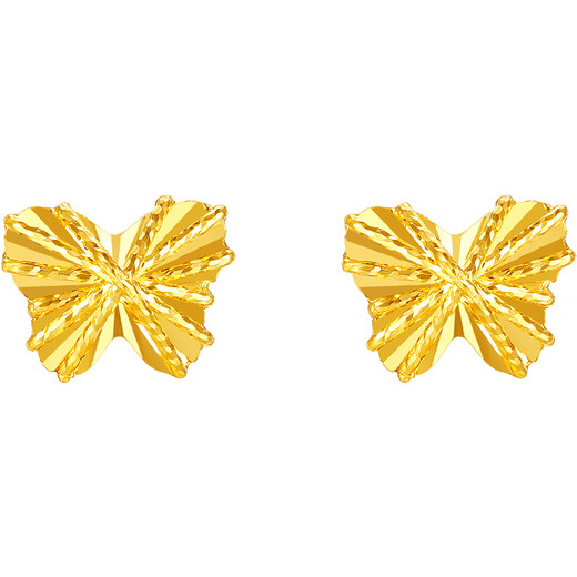 Saturday Fu 5G craft butterfly gold earrings women's gold birthday gift price A0913572 one pair about 0.91g