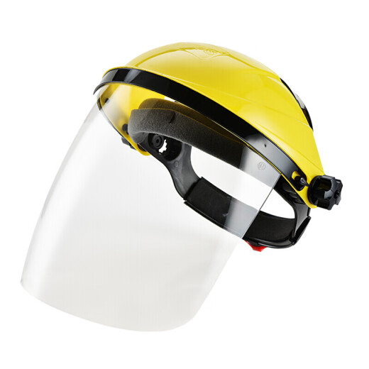 Meng Qier transparent lawn mowing protective gear yellow top mask visor lawn mower garden protective hat anti-impact visor black top transparent visor