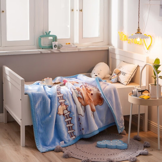 Antarctic children's baby blanket double-layer thickened baby blanket kindergarten quilt autumn and winter nap coral velvet blanket double-layer thickened cloud blanket-Snow Bear 110*140cm without gift bag