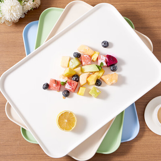Baijie rectangular fruit tray tea tray household fruit tray breakfast tray storage tray living room snack tray off-white extra large