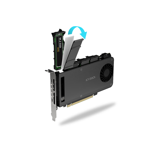 ICY DOCK艾西达克 4盘位M.2 NVMe SSD硬盘盒PCIe5.0转接卡PCIe4.0硬盘抽取盒免工具安装可抽取MB204MP-B/1B MB204MP-1B(PCIe4.0版)