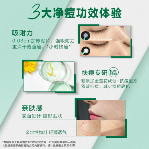 Mentholatum Lefujie invisible acne patch acne patch light concealer can be applied on makeup to absorb pus, anti-acne repair and quick-absorbing 26 tablets