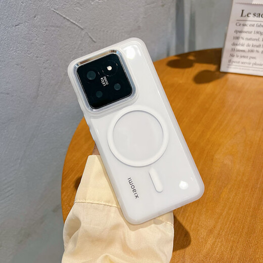 Heken transparent magnetic charging suitable for Xiaomi 17promax mobile phone case new Xiaomi 17 acrylic xiaomi15pro soft edge high-end anti-fall protective cover for Xiaomi 14pro translucent white transparent back plate does not turn yellow Xiaomi 14