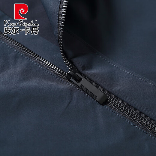 Pierre Cardin 2026, новая осенняя ветровка, мужская деловая повседневная ветровка средней длины с лацканами среднего возраста, простое и универсальное весенне-осеннее пальто синего цвета 190/XXXL
