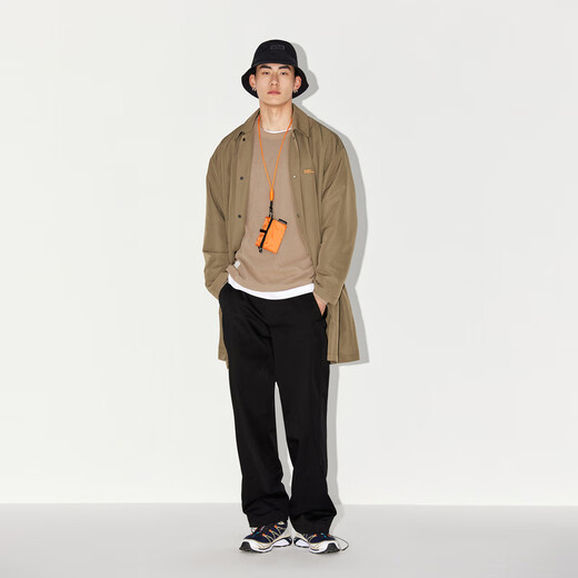 PEACEBIRD Men's Trendy Outdoor Autumn Embroidered Loose Large Windbreaker Men's Jacket B2BED3302 Brown 1 (Wide Type) L