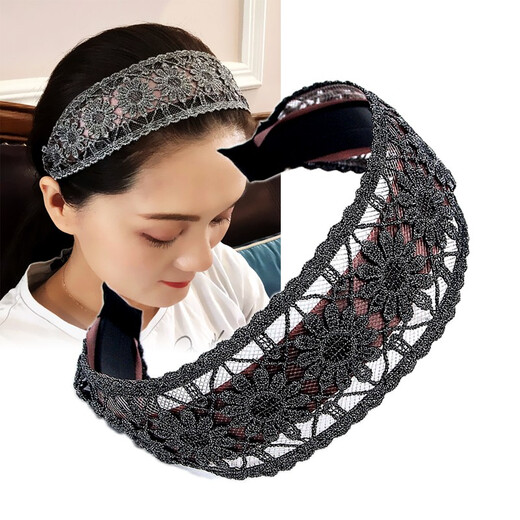 Elegant wide-brimmed hairband with toothed adult hairpin black gray hair headband face wash hairpin Japanese and Korean headwear clip anti-slip pressure hairband temperament Japanese and Korean simple hair accessories black
