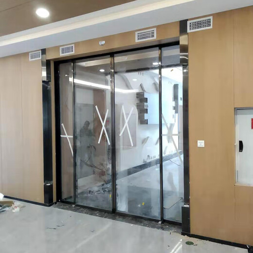 Face fingerprint password swipe card glass sensor door office building shopping mall hotel automatic sensor glass door manufacturer gray
