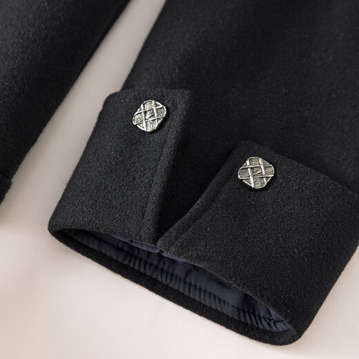 Late White New Product 2025 Autumn and Winter Fashion Simple Casual Jacket Round Neck Wool Temperament Short Jacket for Women Dark Blue M