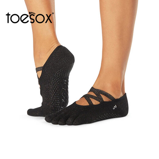 Toesox yoga socks, toe socks, non-slip, Pilates dance sports socks, taro powder (full toe) S (size 34~38)