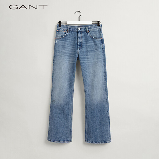 
GANT Spring Men's Fashion American Retro High Waist Straight-Light Loft Cotton Denim Trousers 983 Light Blue 32