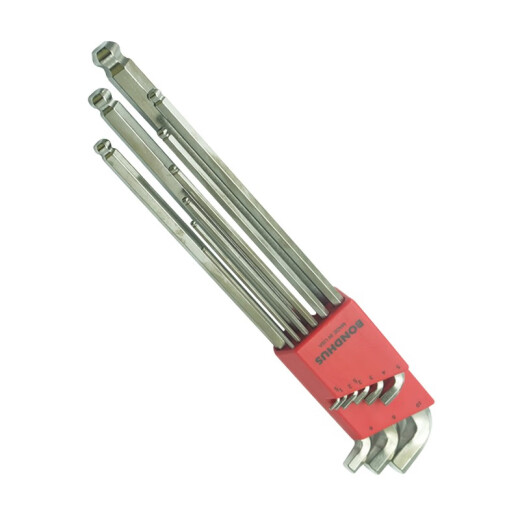 BONDHUS American Allen Wrench Set Public-English Extended Ball Head Screwdriver Imported Hardware Tools Six Square Pot 16799 (1.5-10mm) Short-tail Ball Head 9 pieces