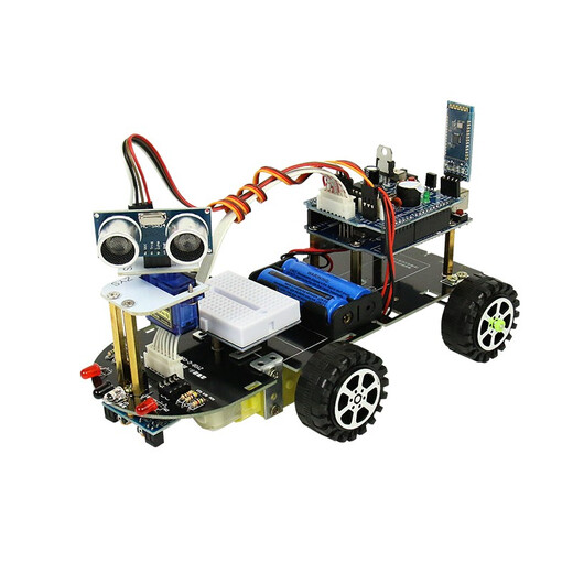创乐博 arduino 智能小车机器人套件搭配arduino正版主板寻寻迹障避障遥控蓝牙机器人小车 套餐四 不含主板