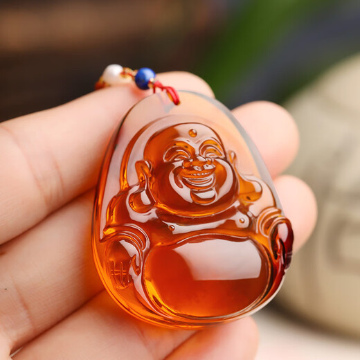 DR GRAFFCARNY Big Belly Maitreya Buddha amber pendant for men and women, Laughing Buddha amber pendant with lanyard, solitary item. With lanyard, solitary item.