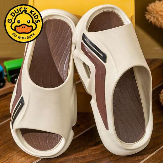 G.duck children's slippers boys summer indoor home big children non-slip outer wear sports slippers boy E300-white blue 36-37