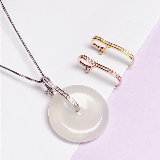 DR-FLVVS Fat Donglai same style 18k gold buckle safety buckle silver DIY accessories jade clip buckle 18K gold pendant buckle white gold