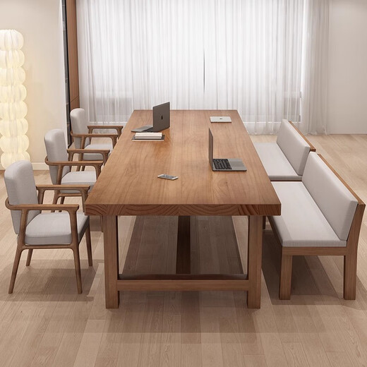 Changdagui solid wood large desk home de-living room long table computer desk office study writing table conference table workbench standard version 220*90* height 75 thickness 8cm package delivery