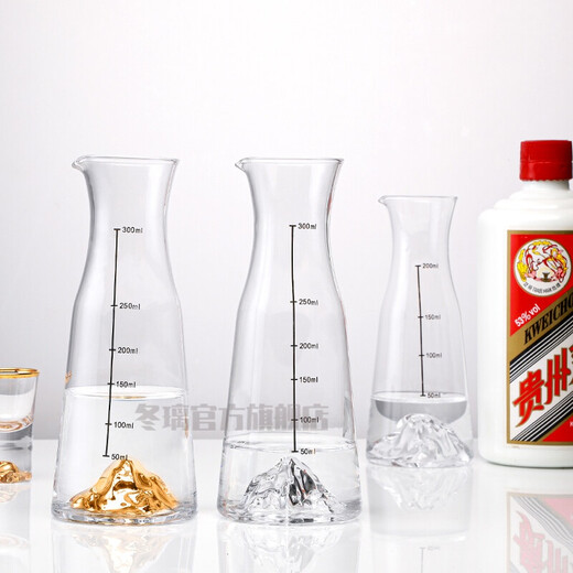 Dongli creative iceberg wine dispenser crystal glass Jinshan liquor dispenser household small flask with gold scale mountain view wine bottle decanter Iceberg wine dispenser 100ML single pack