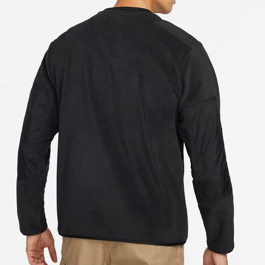 NIKE Sweatshirt Herren Herbstjacke Polarfleece Warm Sportbekleidung Mode Rundhals Lässiger Pullover DD4855-010 Schwarz L