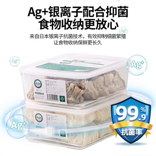 Home Story Japanese Antibacterial Steamed Buns Refrigerator Freezer Special Storage Box Large Capacity Dumplings Food Grade Sealed Preservation Box Antibacterial Storage Box 5500ml 2 Pack 2 Layers