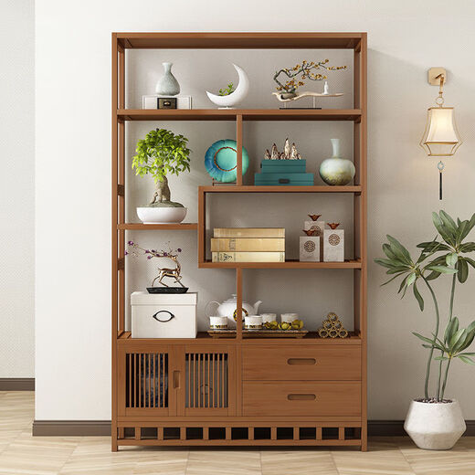 Feikuang Bogu rack new Chinese style Duobao Pavilion storage rack tea display cabinet non-solid wood ornaments cabinet tea set living room bookshelf 80cm long six layers classic style