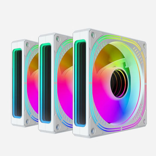 棱镜4代新品PRO 12CM机箱风扇ARGB5V神光同步AURA炫彩PWM温控 白框 棱镜四代【正向】 5个装
