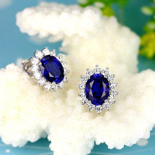 Feiyu S925 silver jewelry sapphire earrings for women simple temperament earrings crystal tourmaline tanzanite fashion earrings blue earrings/pair