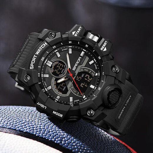 Lu Shizhe Uhr Herren, großes Zifferblatt, Student, Jugend, multifunktional, vielseitig, leuchtend, wasserdicht, elektronische Studentenuhr für Mittelschüler, 6198, Weiß, Blau