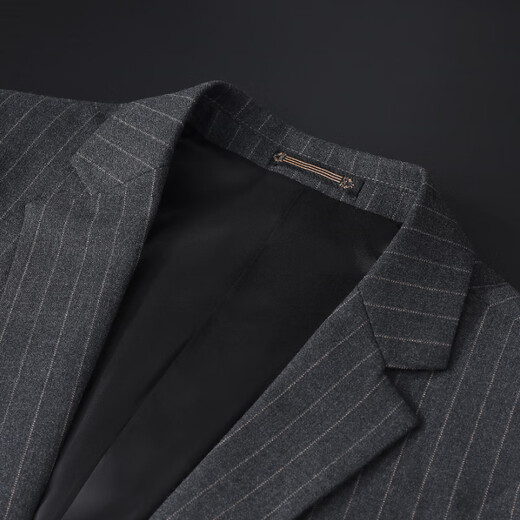 Fat Brother Plus Size Men's Suit Suit Men's Vertical Stripe Suit Three-piece Wedding Groom's Suit Plus Fat Oversize Formal Suit Black Vertical Stripe 4XL (220-240Jin Jin is equal to 0.5 kg)