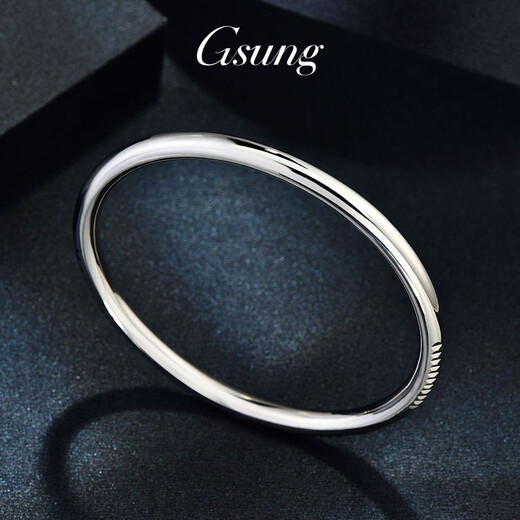 GsunG Platinum PT950 Women's Bracelet Solid AB Face Carved Glossy Men's Round Closed Bracelet Full Solid Customized Products Contact Customer Service
