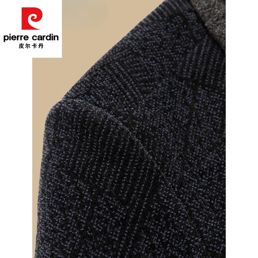 皮尔卡丹（pierre cardin）中年男士棉衣冬季中老年男装加绒加厚毛呢外套爸爸冬装棉服男 藏青色 180 适合115-130斤