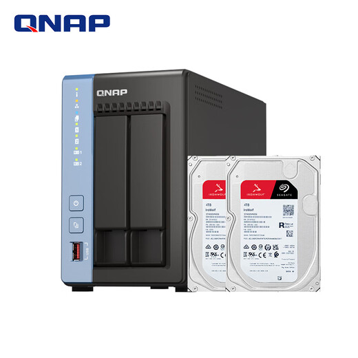 威联通（QNAP） 威联通TS-264C 8G内存两盘位四核心处理器私有云网络存储服务器NAS家庭云 TS-264C+4T酷狼*2