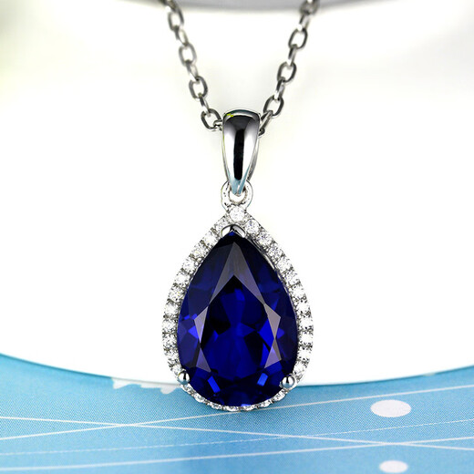 Menbin sapphire pendant 925 silver plated 18K gold tanzanite color gemstone drop-shaped color gemstone necklace pendant for women without chain