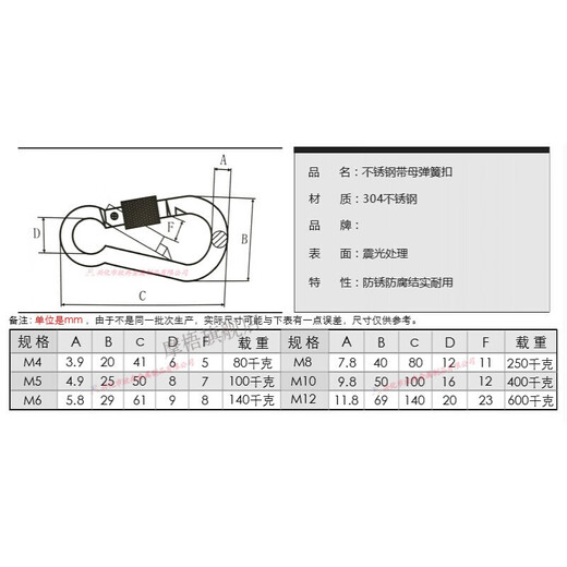 Shantou Lincun lock buckle rope buckle safety buckle nut spring buckle carabiner chain connection buckle mother M11*120 standard type 10 prices