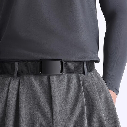 Pengjing canvas belt men's casual student braided belt nylon automatic buckle sports tactical military training youth trousers belt for women black surface automatic buckle - classic black 120*3.5cm