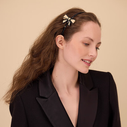 ALEXANDRE DE PARIS Star Style Diana Series Headband Bow Hair Accessory Gift for Girlfriend X Beige