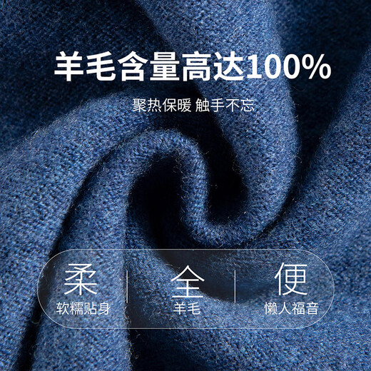 Shanshan 100% sheep wool cardigan men's autumn and winter business casual round neck skin-friendly thickened warm sweater base layer