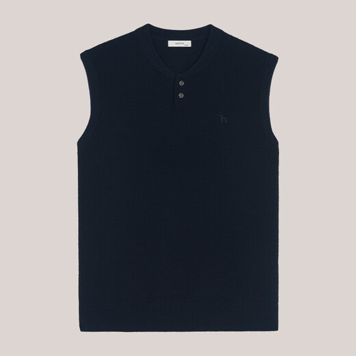 HAZZYS Men's Versatile Vest Henley Collar Wool Vest ABYZD0BCD10 Navy Blue NV 170/92A46