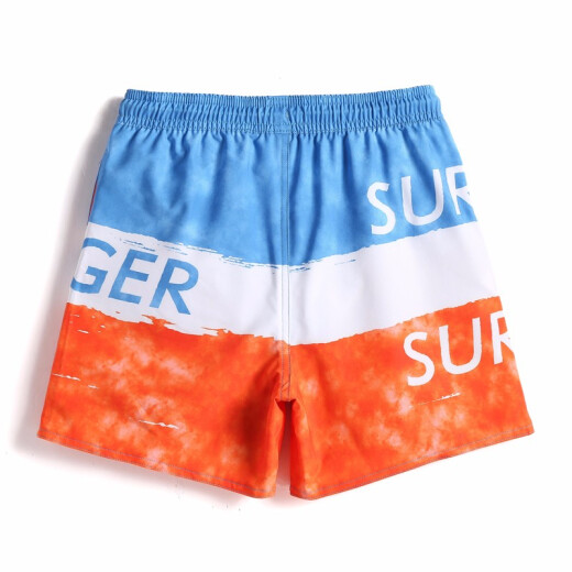 Gai Langxia elastic quick-drying children's beach pants for middle and large children, loose shorts for boys and girls, beach vacation boxer swimming trunks, orange 6A (110-120)