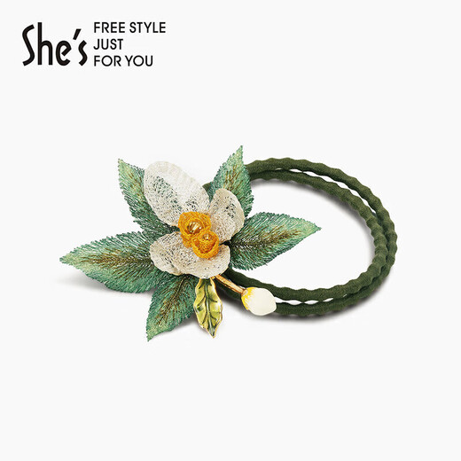 She s Van Gogh rose overlay embroidered hair rope high-end rubber band headband light luxury hair tie birthday gift