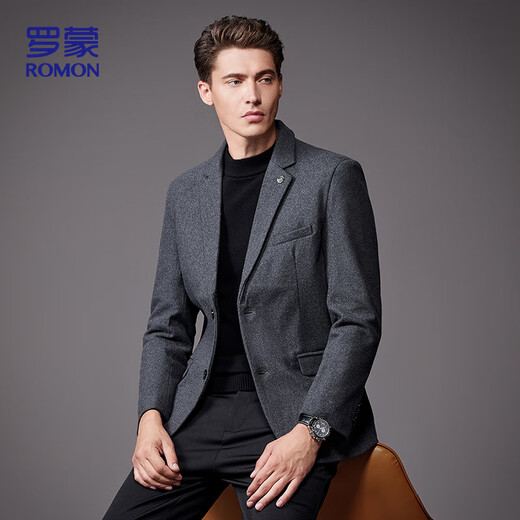 罗蒙（ROMON）羊毛呢西服男士秋冬商务休闲职业正装西装礼服爸爸外套XF78灰色2X