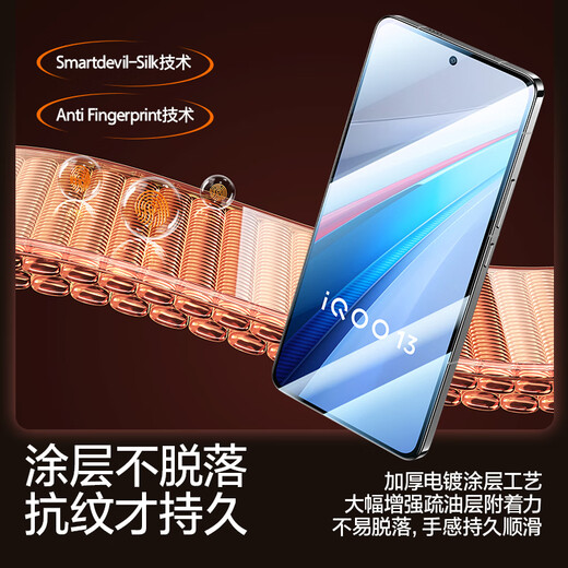 Flash Magic is suitable for vivo iqoo13 tempered film, fingerprint unlocking, Aiku mobile phone film, ultra-clear, all-glass, anti-fall, anti-fingerprint, anti-hand sweat, super smooth mobile phone film, enhanced version | explosion-proof and anti-fingerprint 2 pieces + artifact, damage guarantee | real machine mold opening