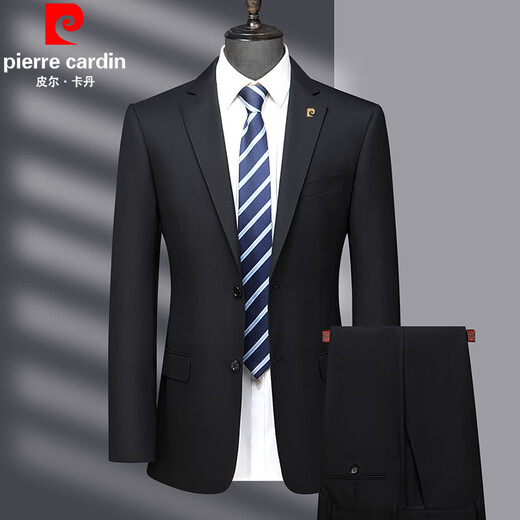 Pierre Cardin Spring Wool Suit Men's High-end Middle-aged Men's Business Formal Wedding Suit Black MY7001 Style 170 Size Recommended 100Jin Jin is equal to 0.5kg -120Jin Jin is equal to 0.5kg