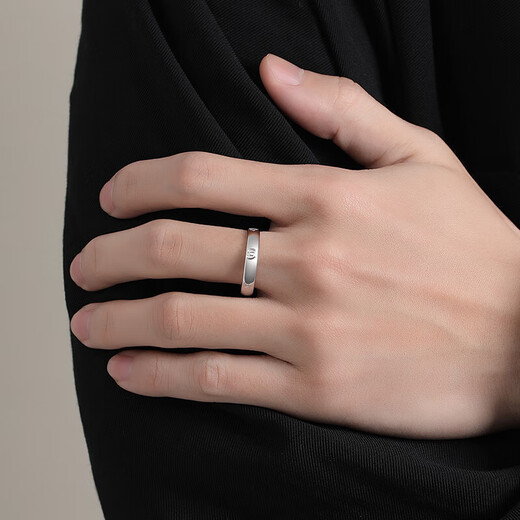 China Gold (CHINA GOLD) pure silver ring men's six-character mantra plain ring index finger tail ring birthday gift for boyfriend and husband practical 999 pure silver six-character mantra plain silver ring