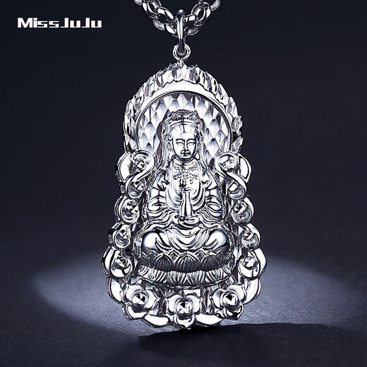 Miss JuJupt950 platinum men's pendant Flame Guanyin Buddha statue large tag atmospheric platinum pendant PT950 pendant 10.1-10.3 grams + free leather rope