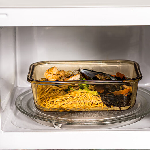 
Van Gogh glass lunch box microwave oven, borosilicate heat-resistant sealed refrigerator and fresh-keeping box, office workers' heating and separation lunch box, two round boxes, 1050ml (chop spoon + bag)